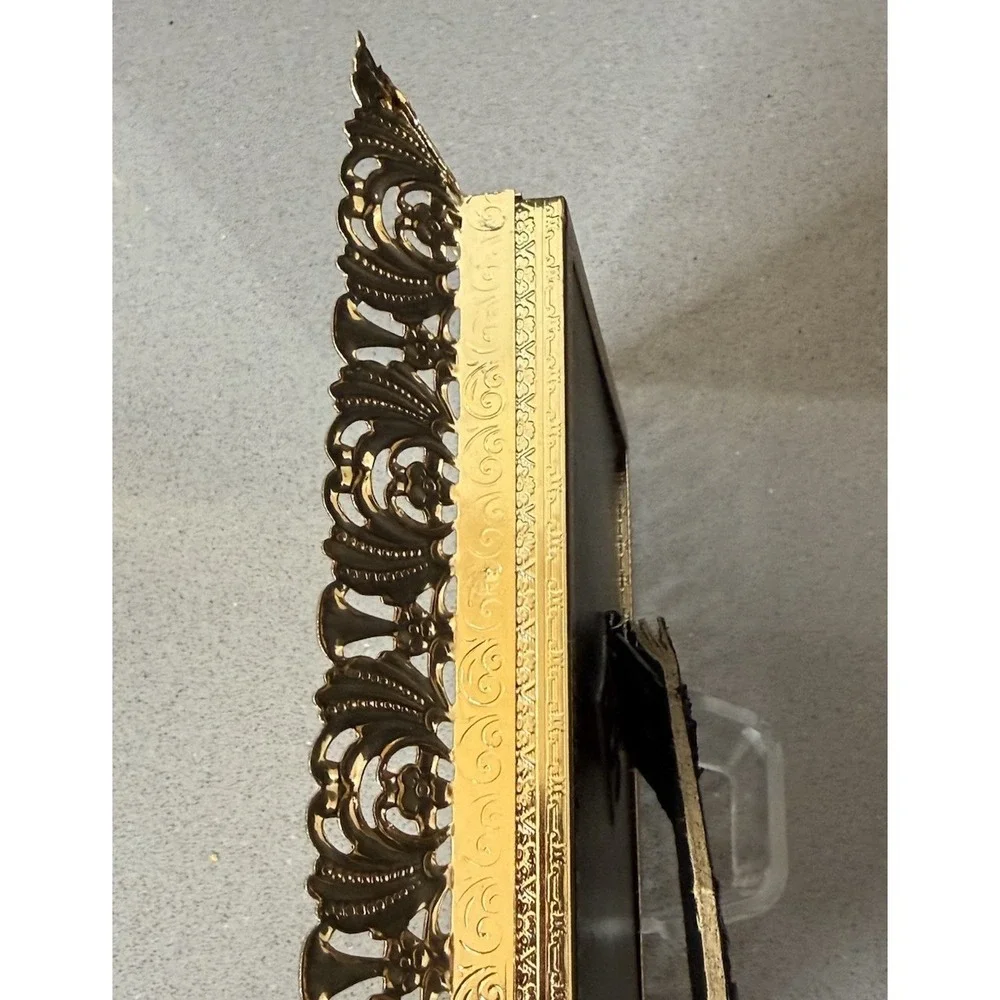 Vintage Brass Picture Frame 3.5 x 4.5 Filigree Ornate Gold Tone Hollywood EUC